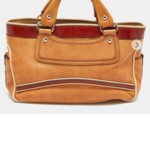 Celine Gorgeous Tan and Red Leather Satchel